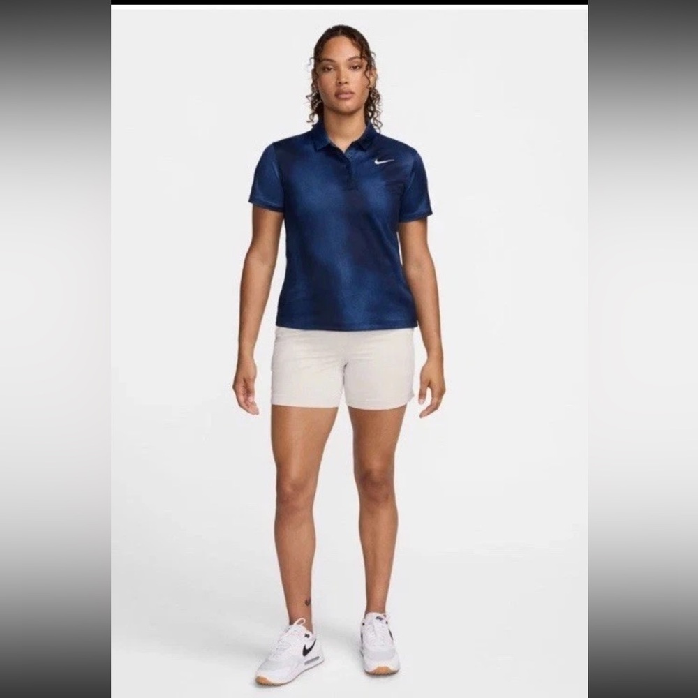 Nike Women's Victory Dri-Fit Print Short Sleeve Golf Polo Size XS Navi Color NWT - Picture 2 of 12